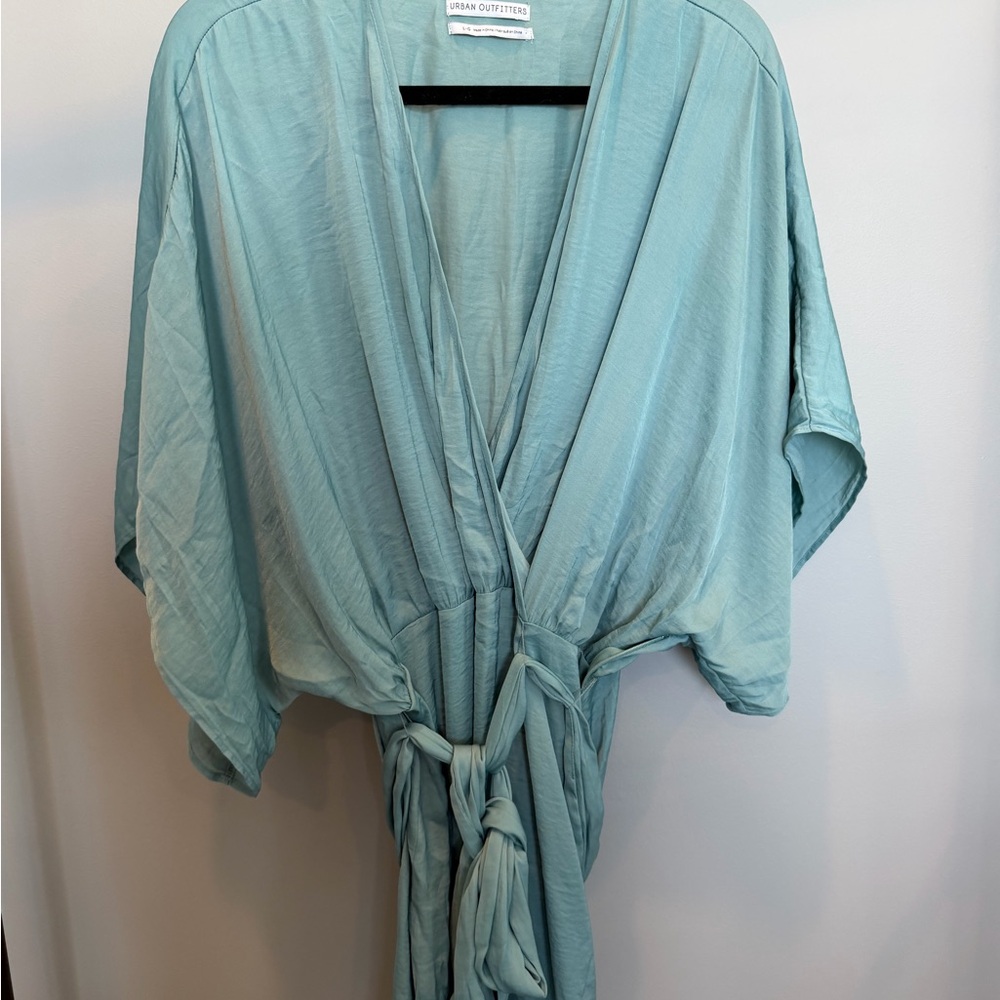 Urban Outfitters Light Teal Tie-Front Kimono Style Dress